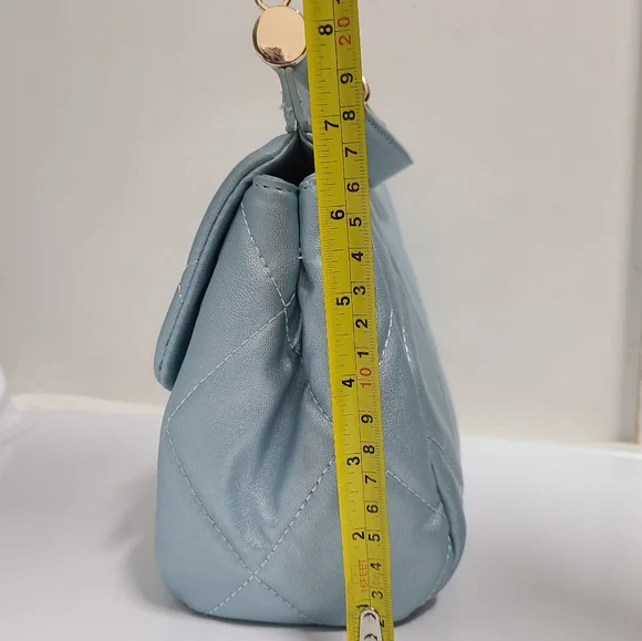 Badgley Mischka Metallic Blue Big Diamond Quilting with Studs Bag NWT